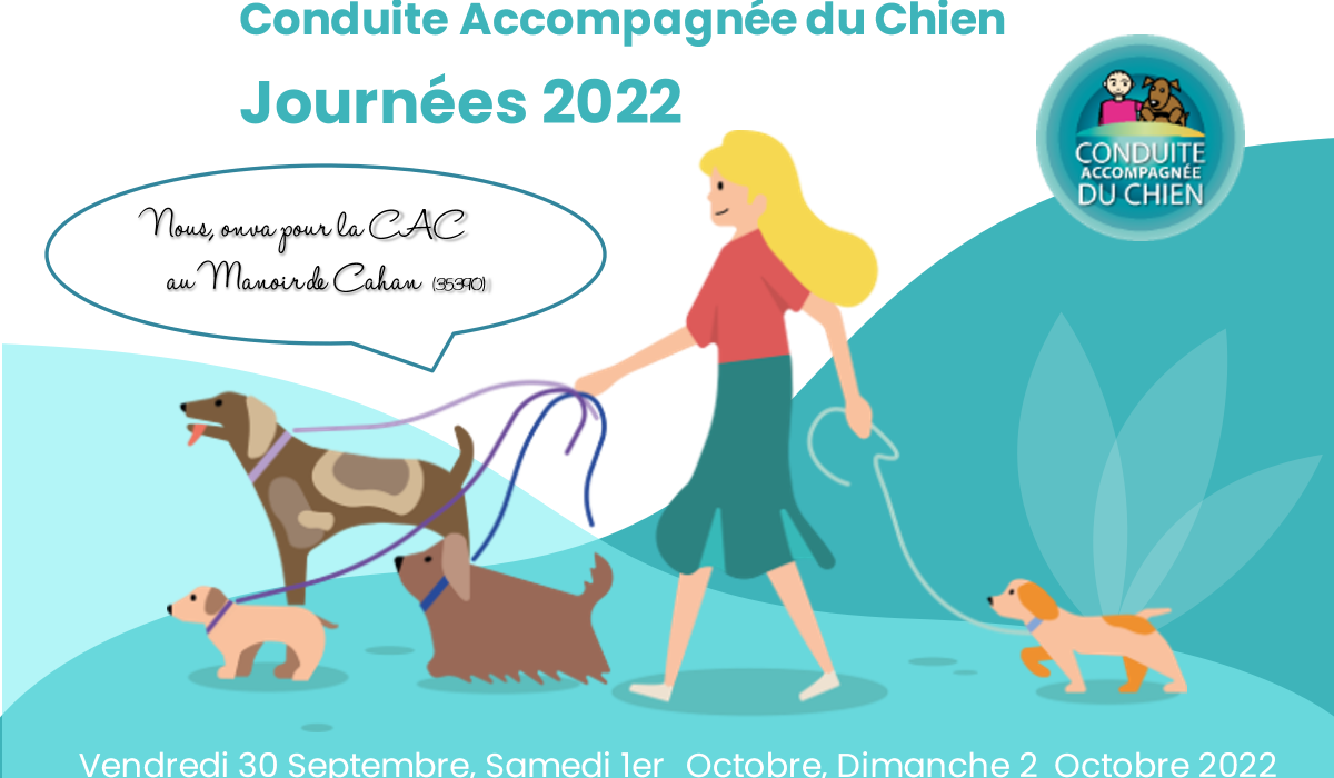 Illustration. Une jeune femme promène ses 4 chiens qui invitent aux journées de la CAC